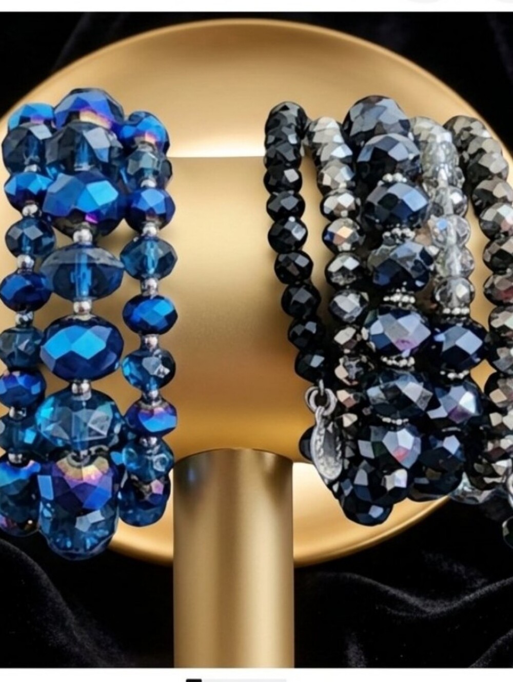 Fashion Jewelry Lot Bundle Silver Faceted Aurora Borealis Crystal Bracelet Stack
